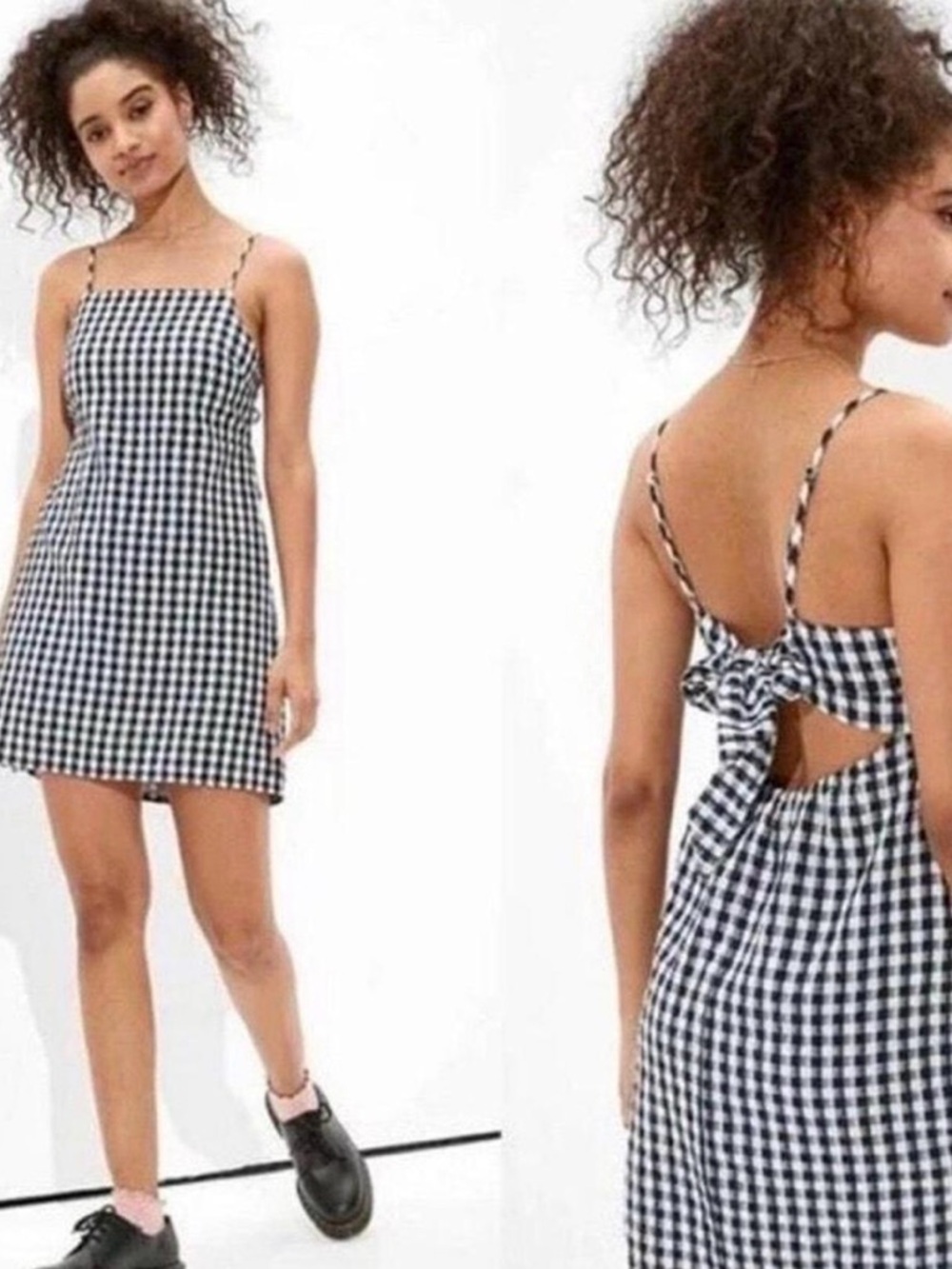 Gingham Tie-Back Mini Dress